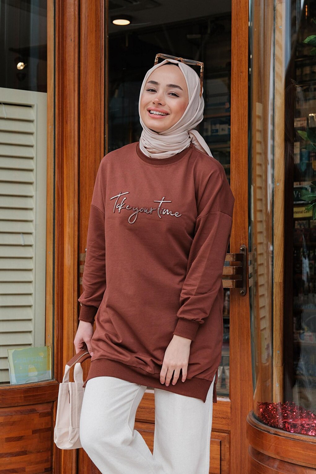 Women's Crew Neck Sweat Brown