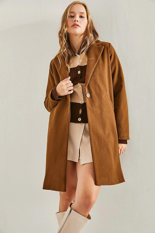 Women's Single Button Cashmere Coat 8090