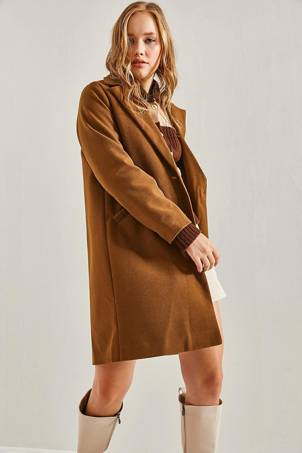 Women's Single Button Cashmere Coat 8090