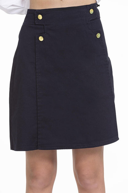 Girl's Button Detailed Gabardine Skirt 9-14 Years Lx251