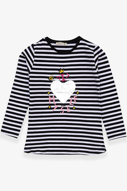 Girl's Long Sleeve T-Shirt with Embroidered Sequins Mixed Color (4-9 Years)