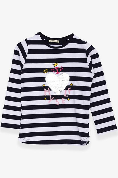 Girl's Long Sleeve T-Shirt with Embroidered Sequins Mixed Color (4-5 Years)