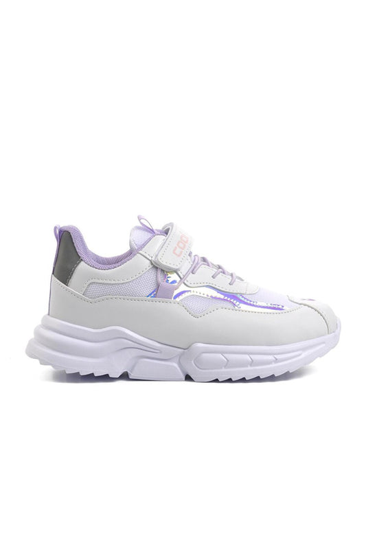 Zoom-F White-Silver Children's Sports Shoes