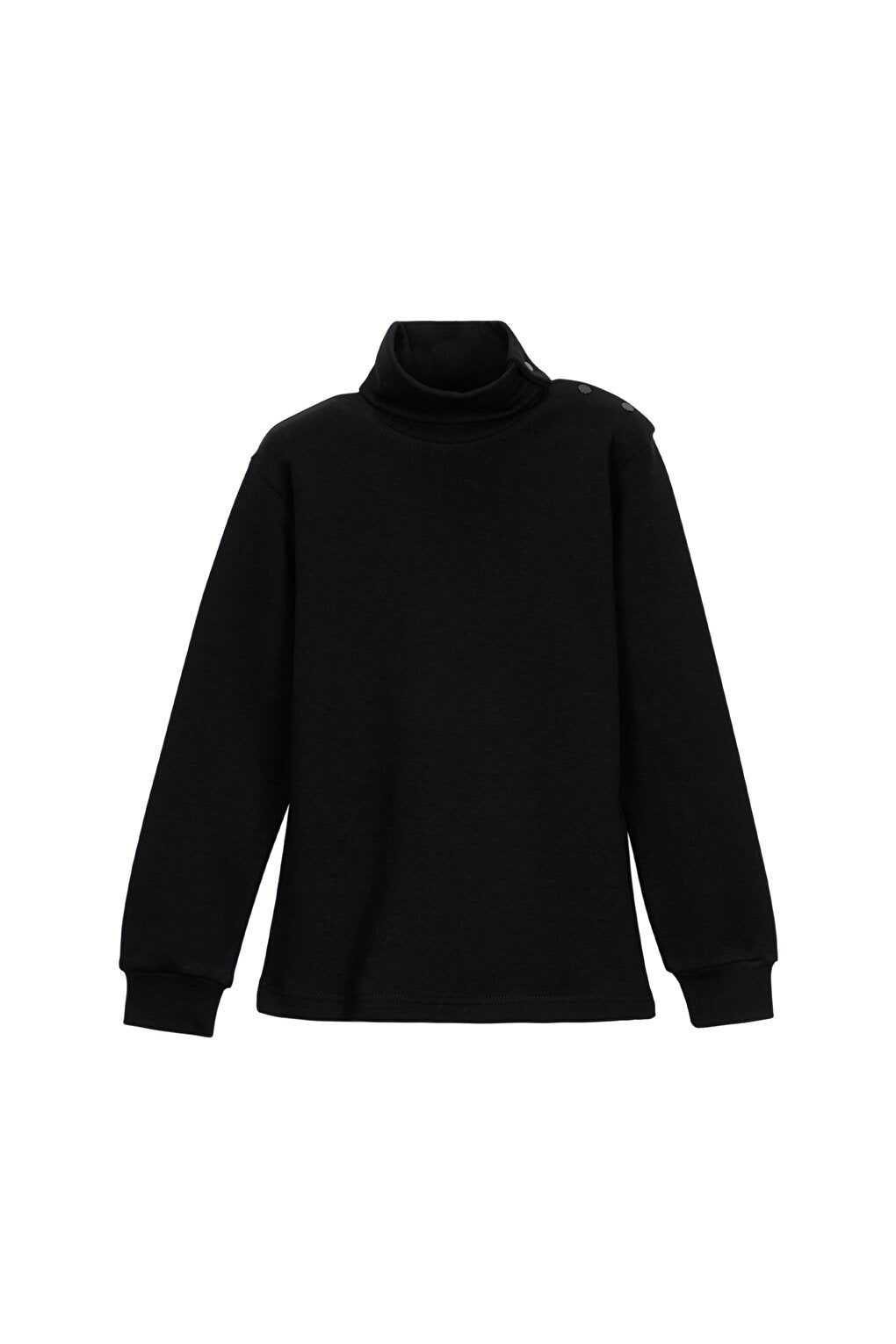 Black Girl's Full Turtleneck Long Sleeve Snap T-Shirt