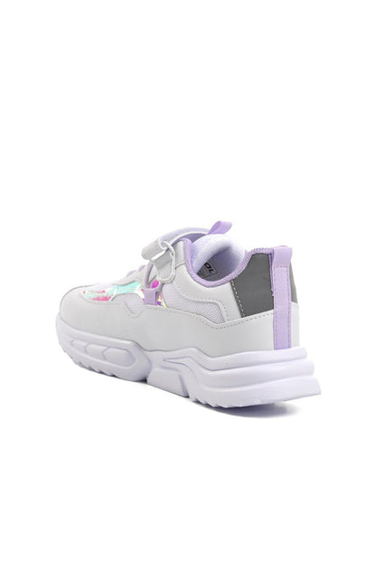 Zoom-F White-Silver Children's Sports Shoes