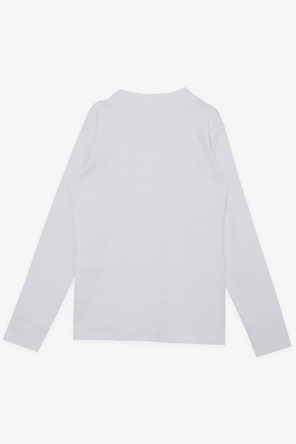 Girl's Long Sleeve T-Shirt High Collar Basic White (9-14 Years)