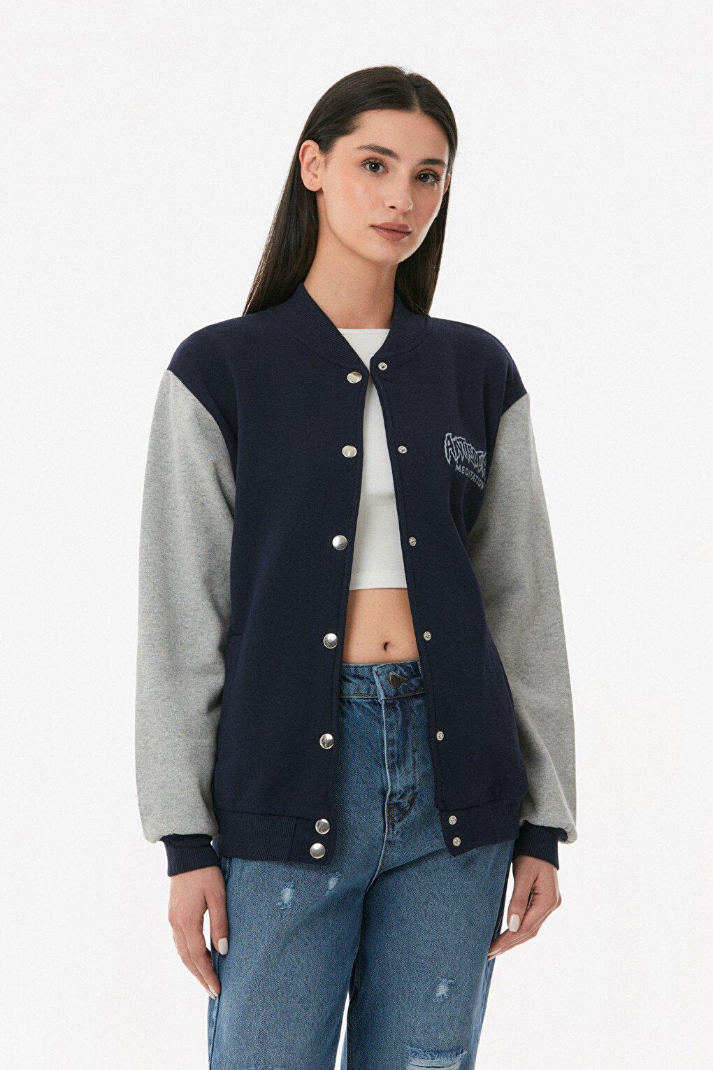 Printed Snap-Flat College Jacket