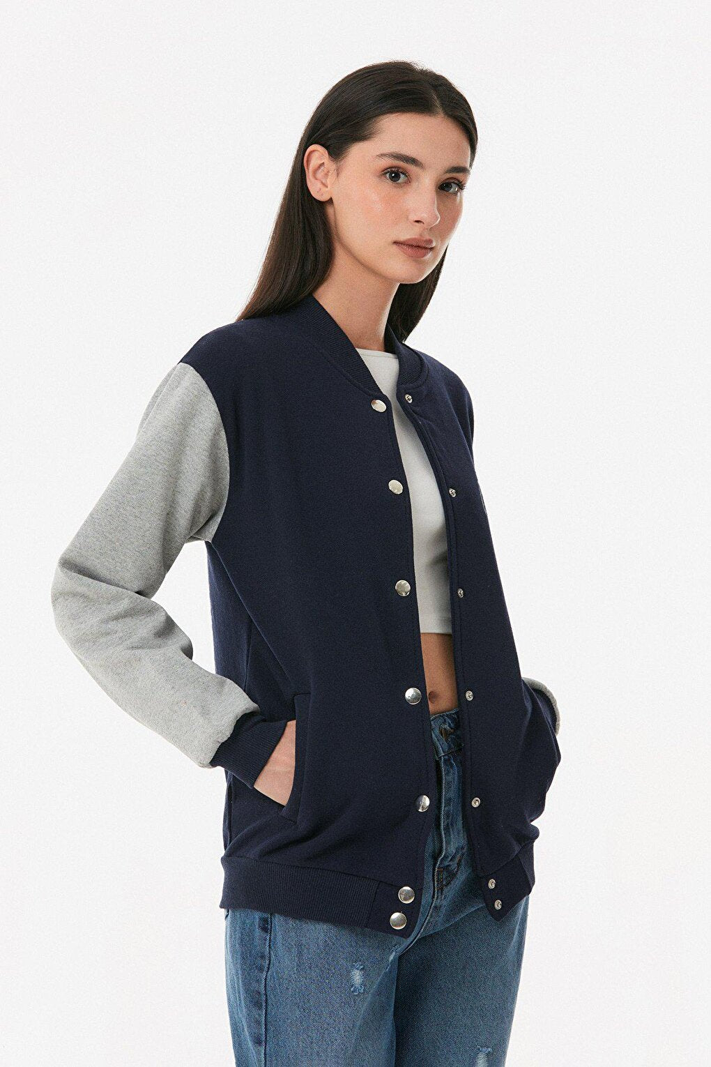 Printed Snap-Flat College Jacket