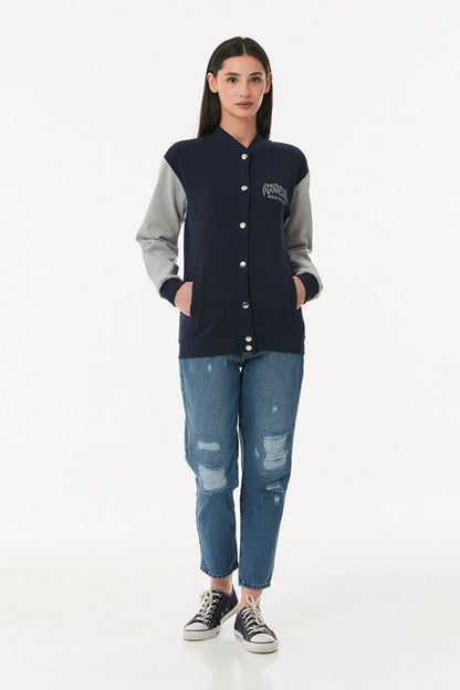 Printed Snap-Flat College Jacket