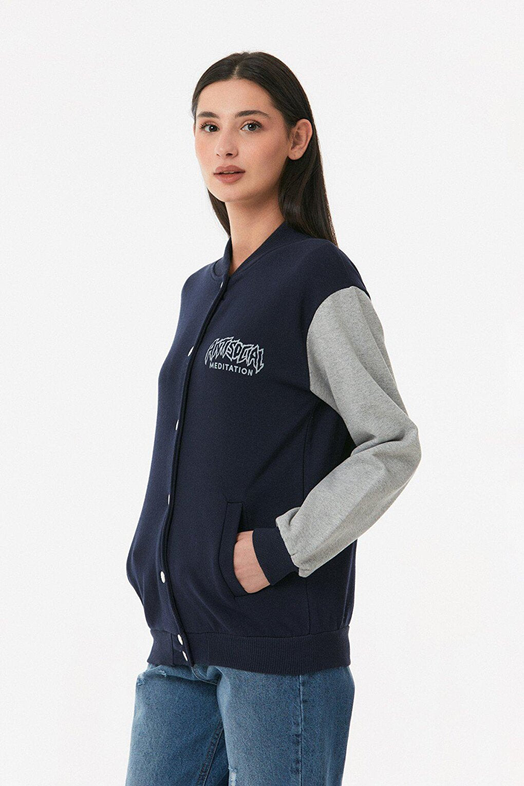 Printed Snap-Flat College Jacket