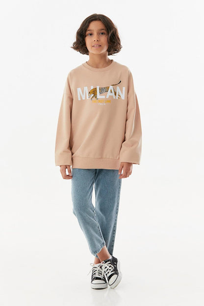 Printed Crew Neck Unisex Sweatshirt