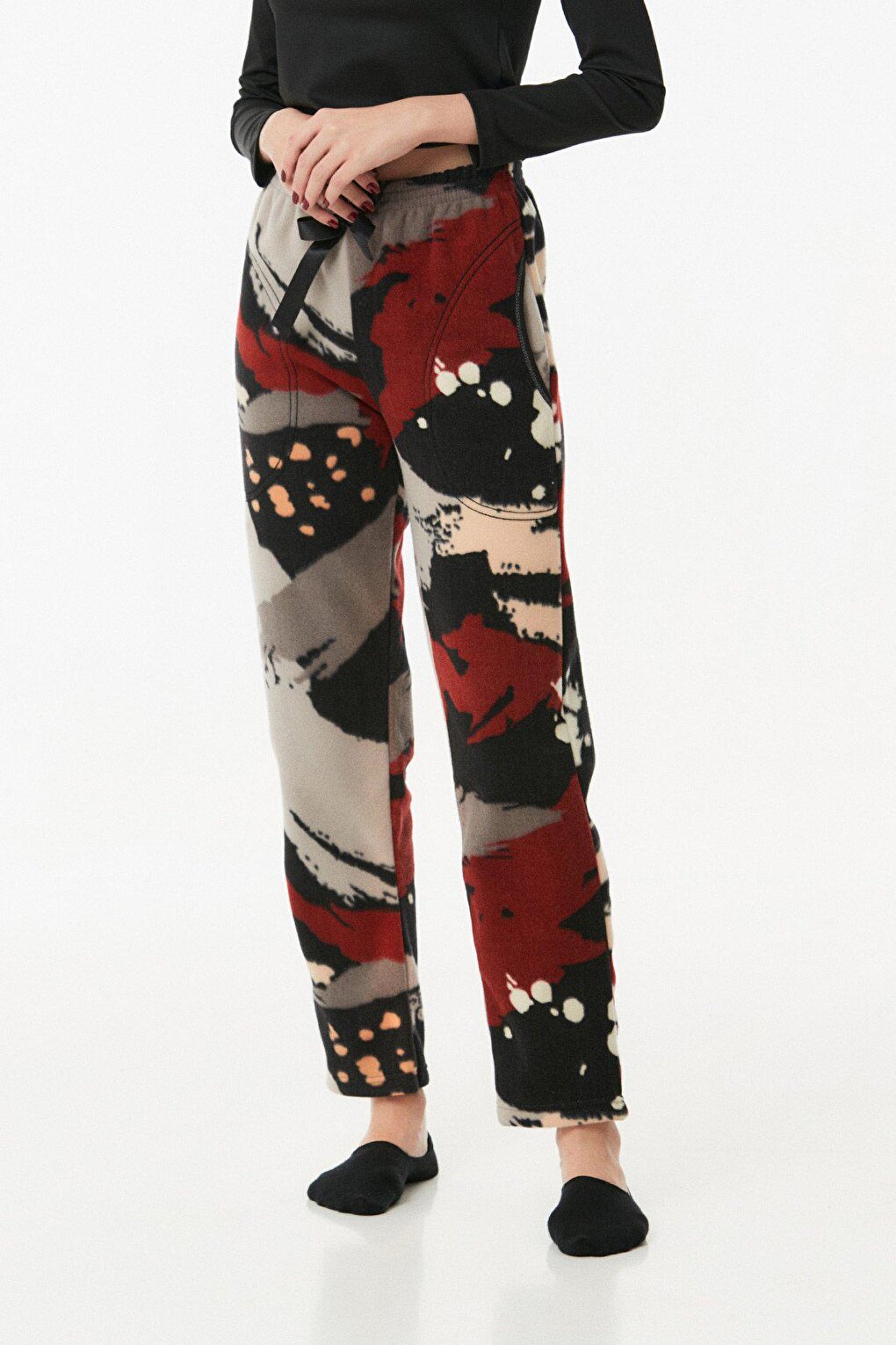 Panda Printed Pocket Fleece Pajama Bottoms