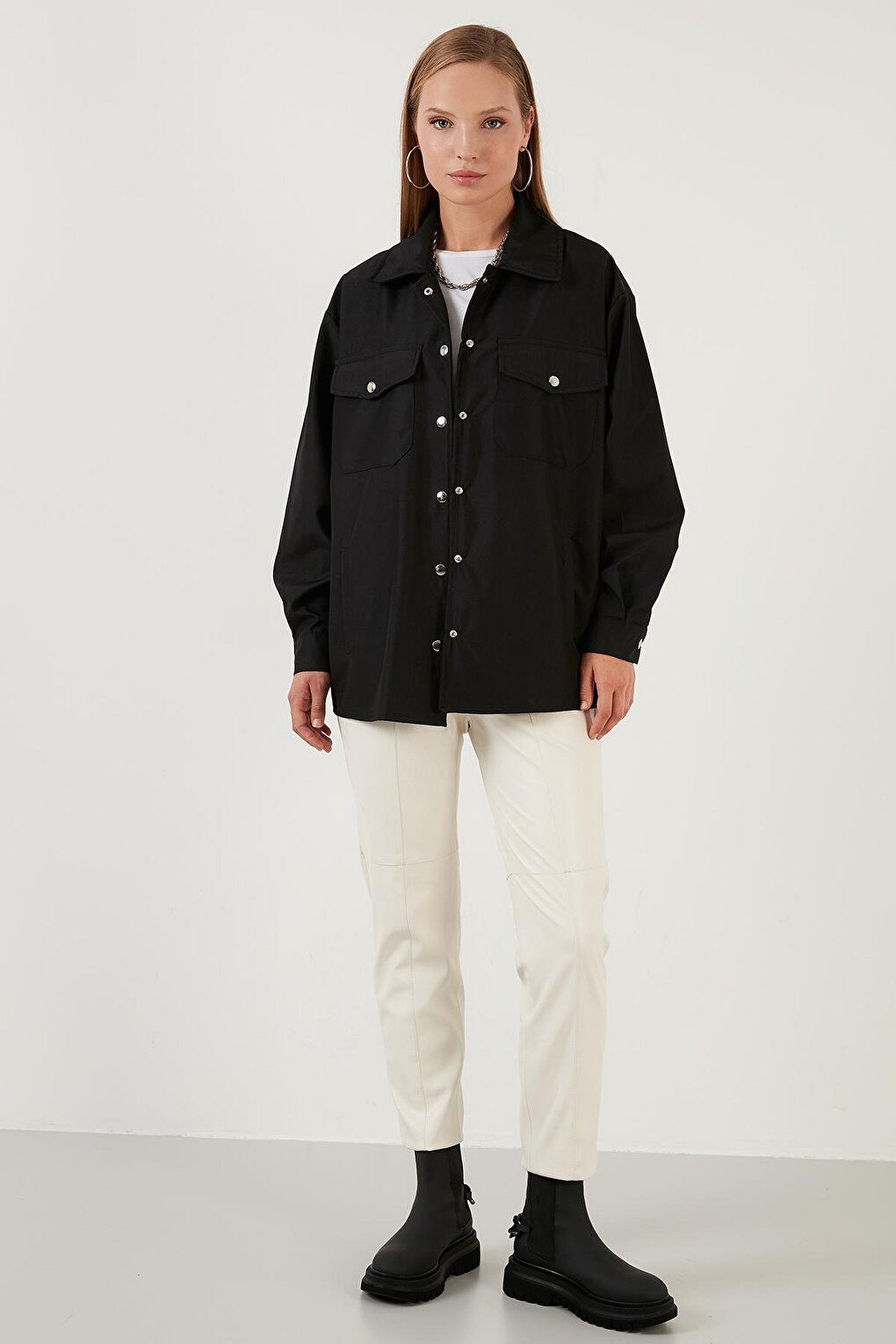 Oversize Pocketed Winter Shirt Jacket 6058385