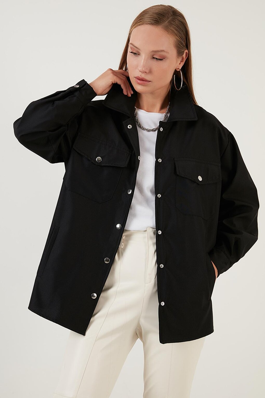 Oversize Pocketed Winter Shirt Jacket 6058385