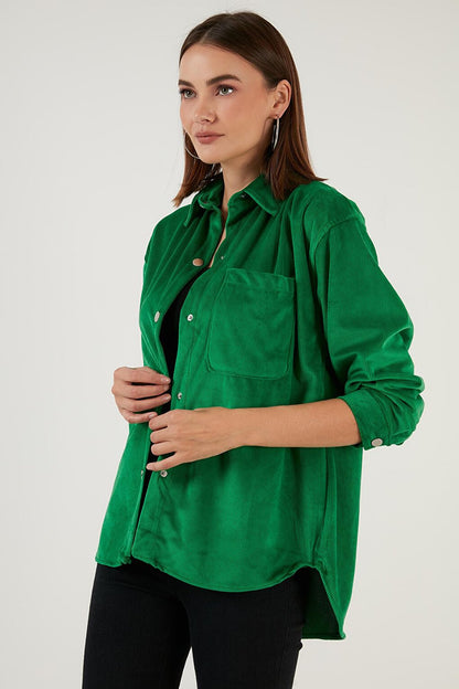 Oversize Velvet Shirt with Pockets 42190504