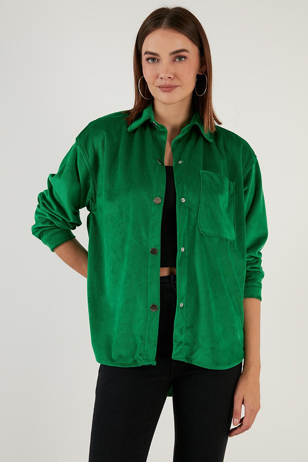 Oversize Velvet Shirt with Pockets 42190504