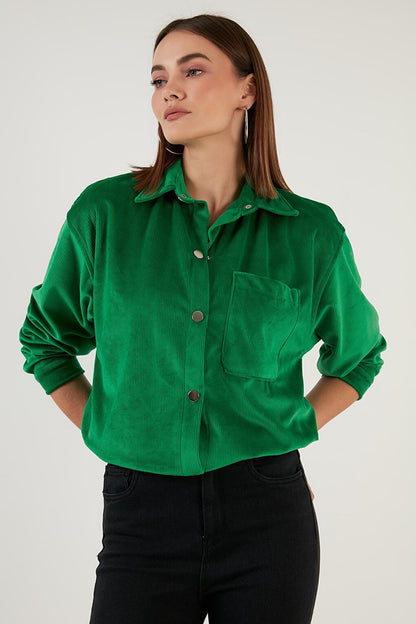 Oversize Velvet Shirt with Pockets 42190504