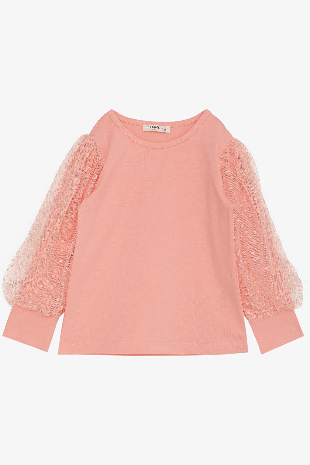 Girl's Blouse Sleeves Salmon with Tulle Detail (Age 3-7)