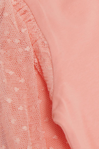 Girl's Blouse Sleeves Salmon with Tulle Detail (Age 3-7)