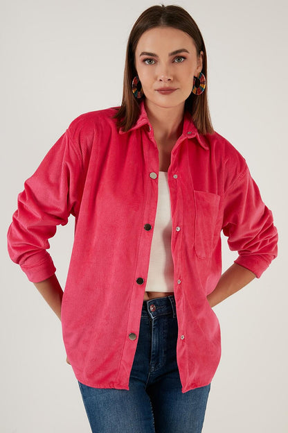 Oversize Velvet Shirt with Pockets 42190504