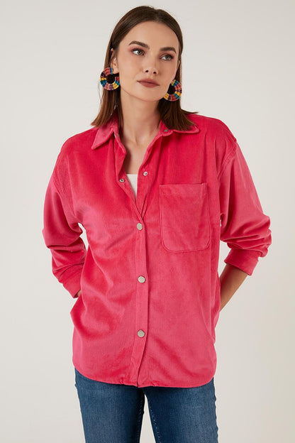 Oversize Velvet Shirt with Pockets 42190504