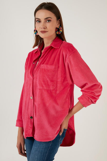 Oversize Velvet Shirt with Pockets 42190504