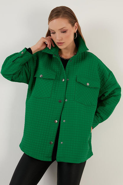 Oversize Pocketed Quilted Shirt Jacket 42190505