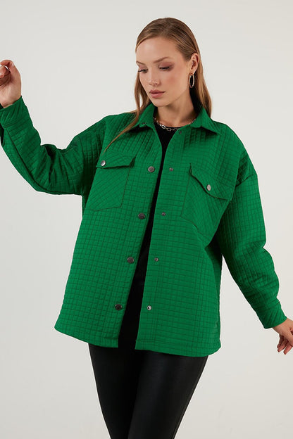 Oversize Pocketed Quilted Shirt Jacket 42190505