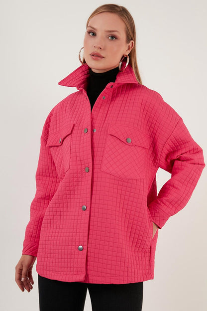 Oversize Quilted Shirt Jacket with Pockets 42190505