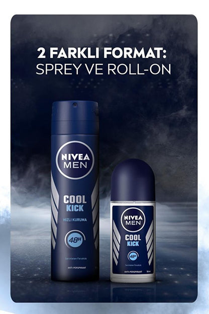 Men's Roll On Deodorant Cool Kick 48 Hours Anti-Perspirant Protection 50 ml, Cooling Freshness