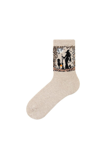 Witch with Broom Halloween Unisex Socks