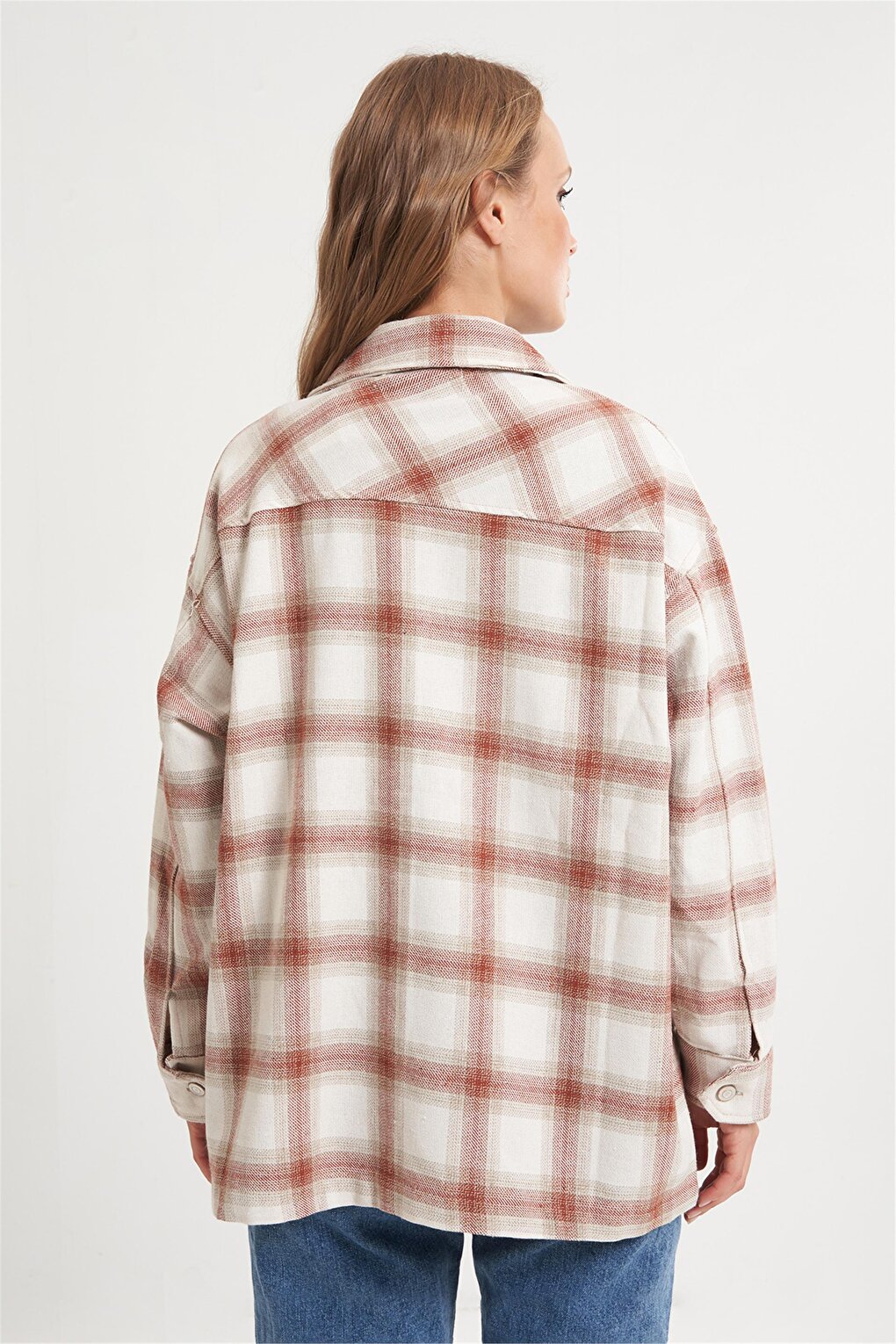 Ecru Plaid Shirt Jacket