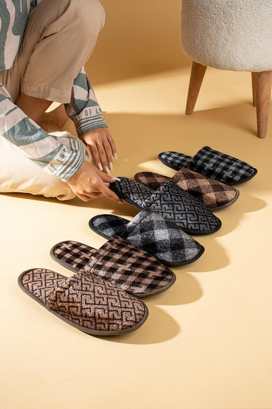 PVC Sole Warm Lining Front Closed Men's 6-Piece House Slippers TKM038-6