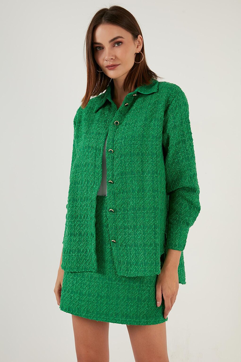 Cotton Oversize Tweed Shirt 42190503