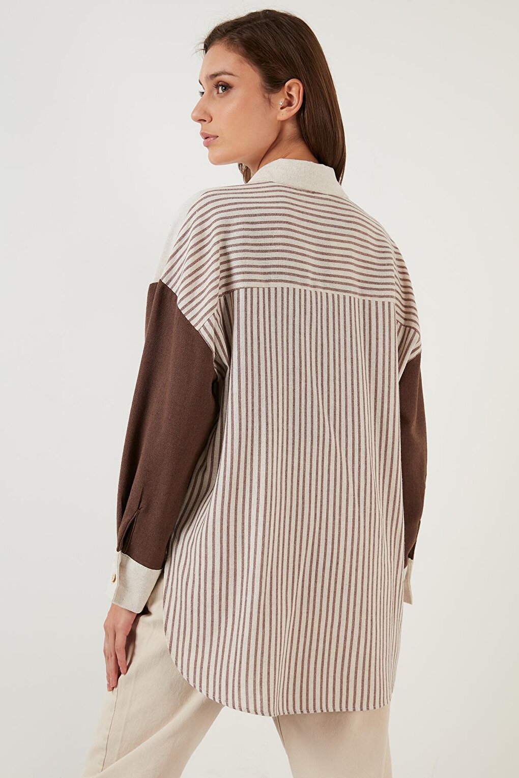 Cotton Striped Oversize Long Back Shirt 6234536