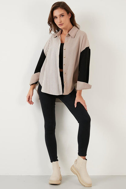 Cotton Striped Oversize Long Back Shirt 6234536