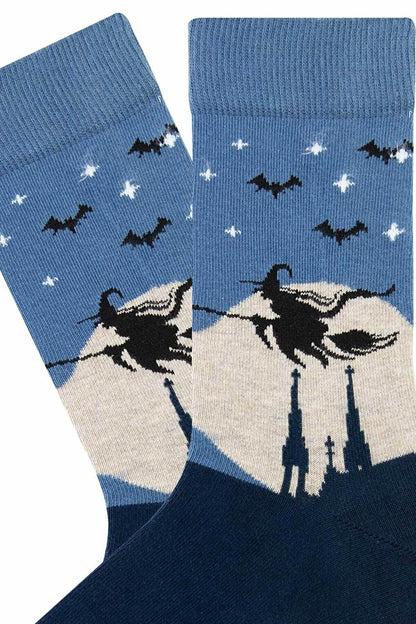 Flying Witch Halloween Unisex Socks