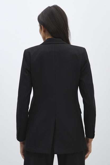 Black Double Breasted Woven Blazer