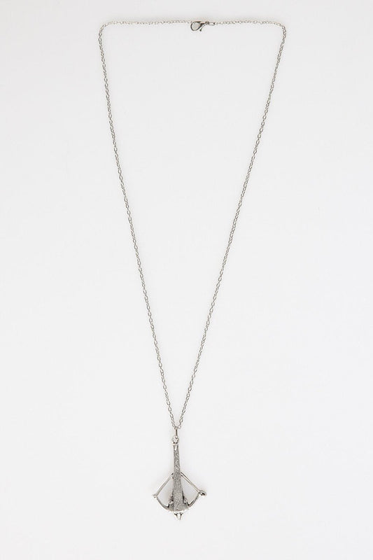 Unisex Silver Color Necklace with Bow and Arrow Detail