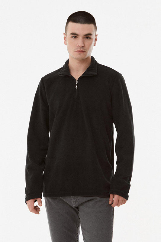 Basic Stand Collar Fleece Sweatshirt