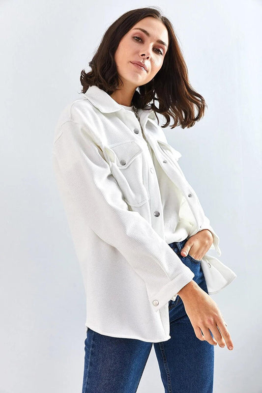 Women's Bellows Pocket Waffle Shirt 4638