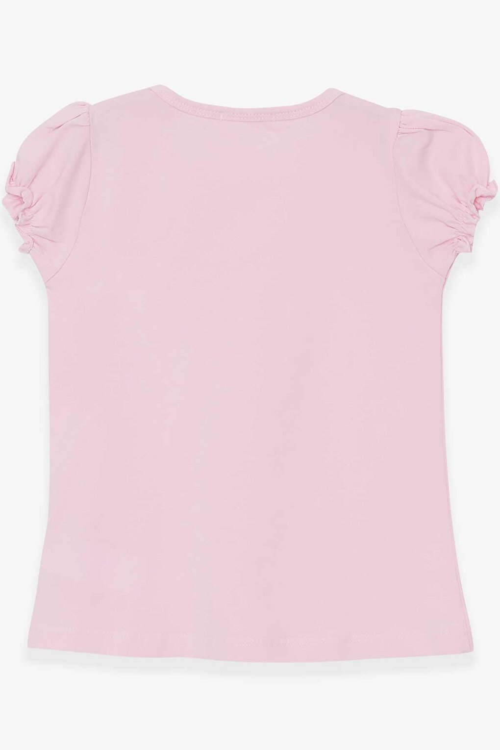 Girl's T-Shirt with Laced Sleeves, Powder (Ages 3-8)