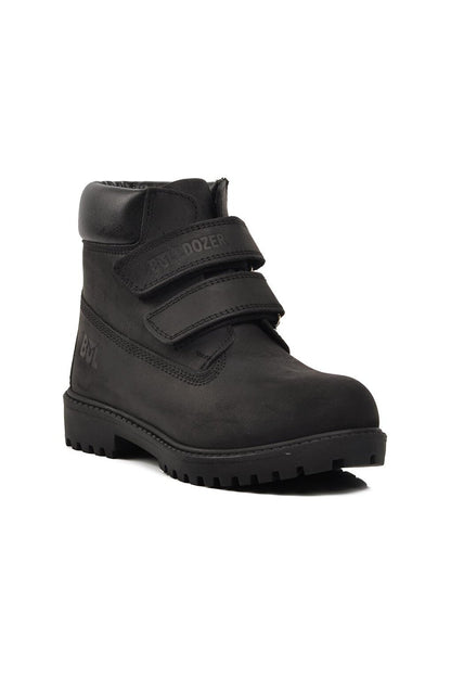 240850-F Black Nubuck Genuine Leather Kids Boots