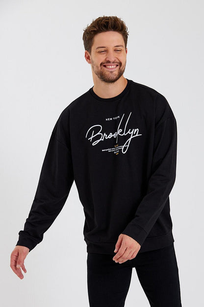 Men's Crew Neck Oversize Fit Handwritten Brooklyn Thin Sweatshirt SPR23SW331