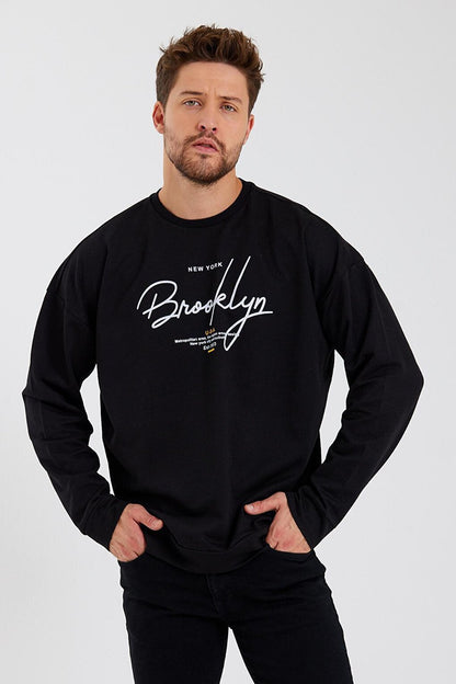 Men's Crew Neck Oversize Fit Handwritten Brooklyn Thin Sweatshirt SPR23SW331