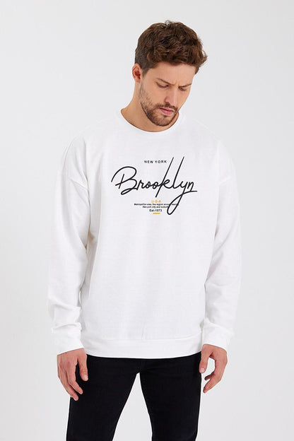 Men's Crew Neck Oversize Fit Handwritten Brooklyn Thin Sweatshirt SPR23SW331