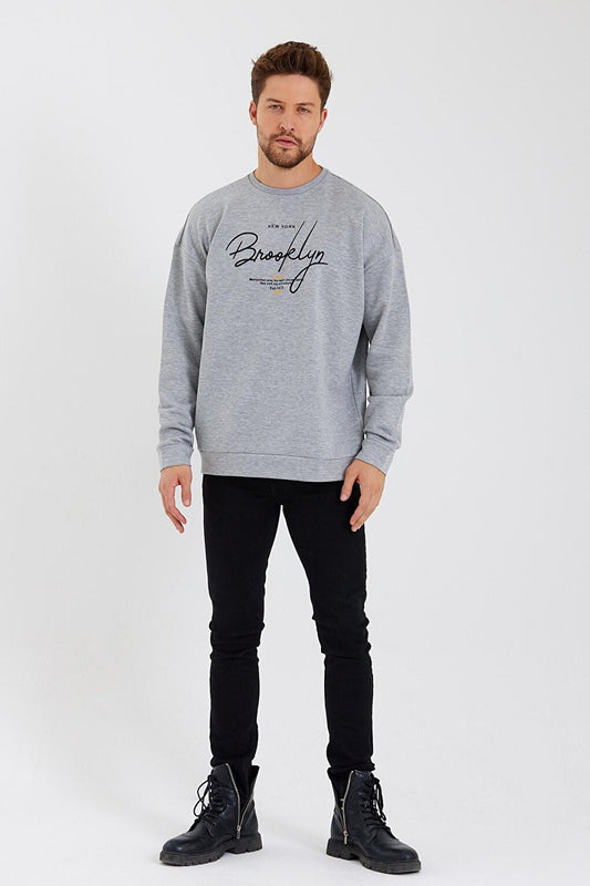 Men's Crew Neck Oversize Fit Handwritten Brooklyn Thin Sweatshirt SPR23SW331