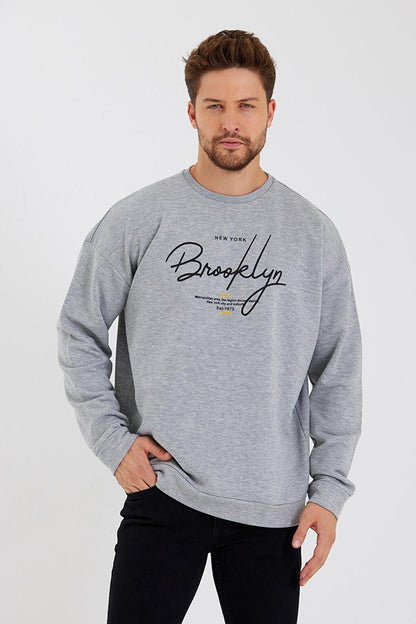 Men's Crew Neck Oversize Fit Handwritten Brooklyn Thin Sweatshirt SPR23SW331