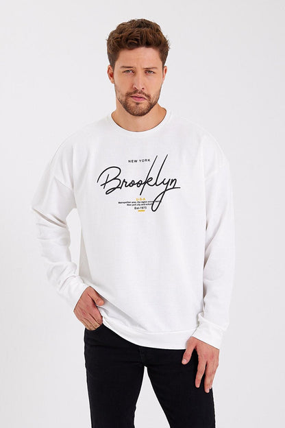 Men's Crew Neck Oversize Fit Handwritten Brooklyn Thin Sweatshirt SPR23SW331