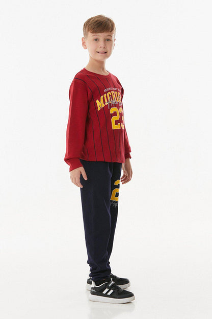 Printed Crew Neck Boy's Pajama Set